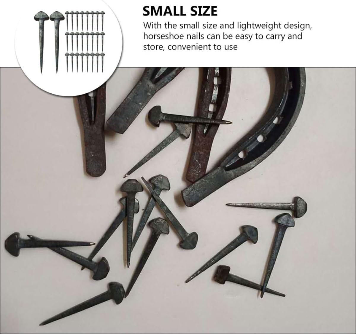 50pcs Iron Horseshoe Nails Stable Horse Equipment Metal Hoof Nails for Horseshoe Fixing Portable Farrier Supplies for Equestrian Sports and Horse Training