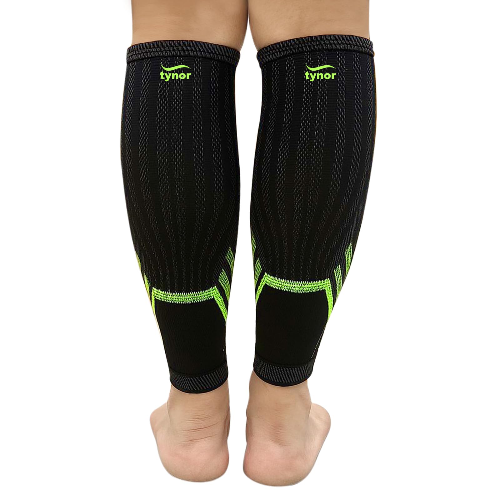 Calf and Shin Support Air Pro, Black & Green, Medium, 1 Pair