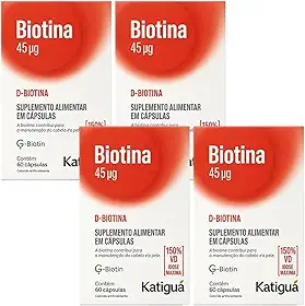 Kit 4 Biotina Dose Máxima 600mg Original para Saúde Capilar e Bem-Estar - Total 240 Cápsulas