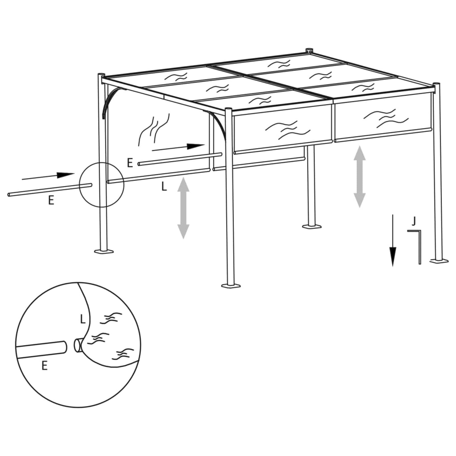 Gazebo da Giardino con Tetto Retrattile 3x3 m Talpa 180 g/m²,Gazebo Pergola Con Telo Impermeabile Richiudibile E Struttura Rettangolare In Acciaio Inossidabile Ad Alta Densità,Per Arredo Giardin