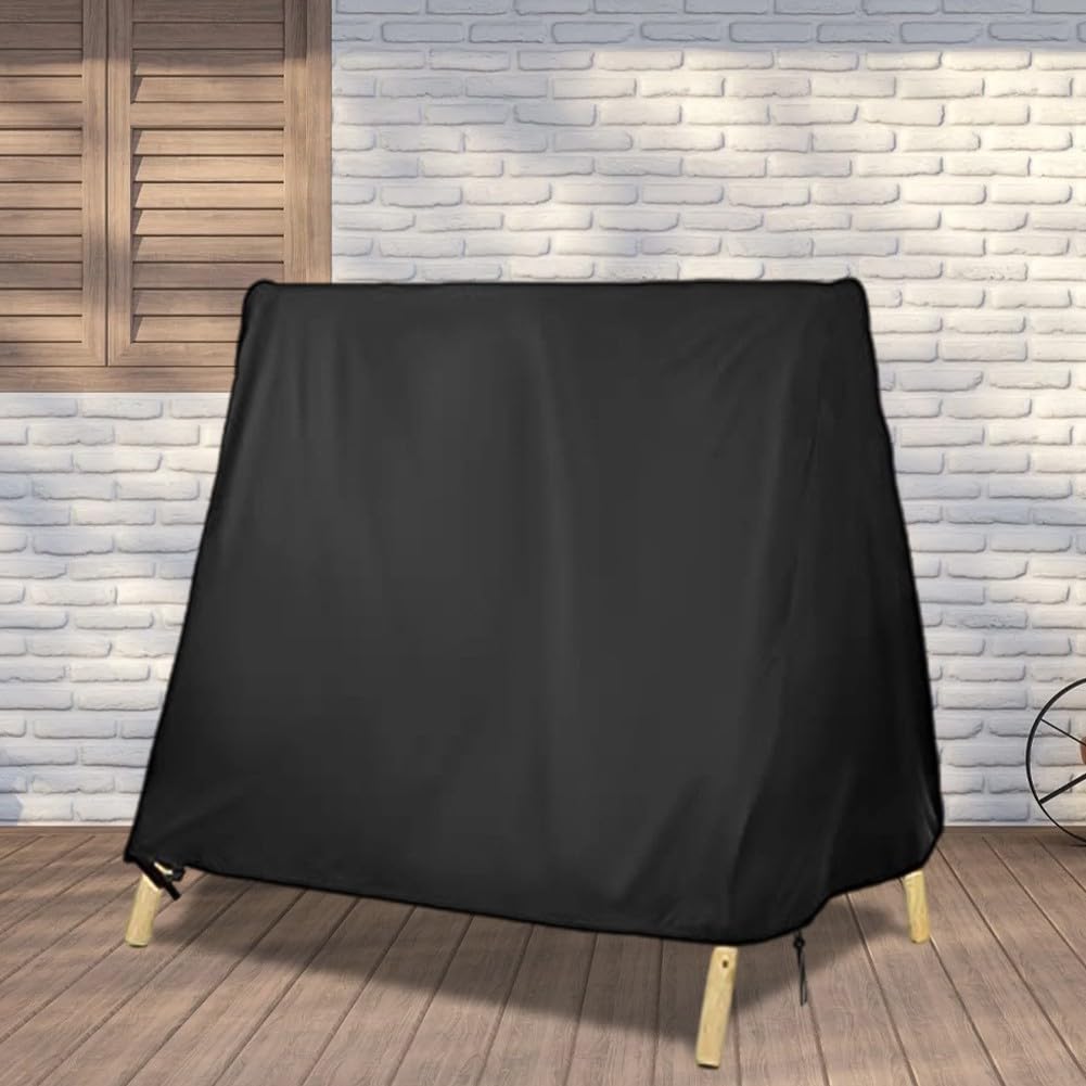 Copertura per dondolo da esterni, resistente al vento, per mobili da patio, impermeabile e antipolvere, realizzata in materiale Oxford 210D (nero, 182 x 139 x 170 cm)