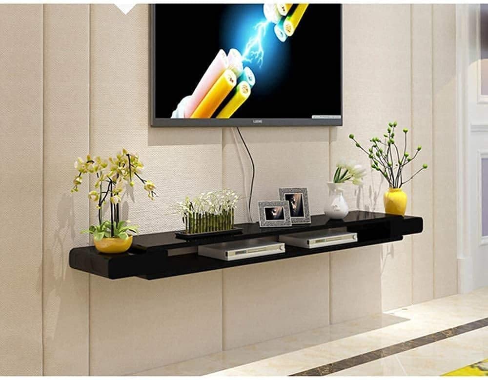 Mobile TV da parete, 110 cm, mensola sospesa per soggiorno, supporto TV con supporto per lettore DVD/Blu-Ray satellitare e decoder via cavo Sto Solut