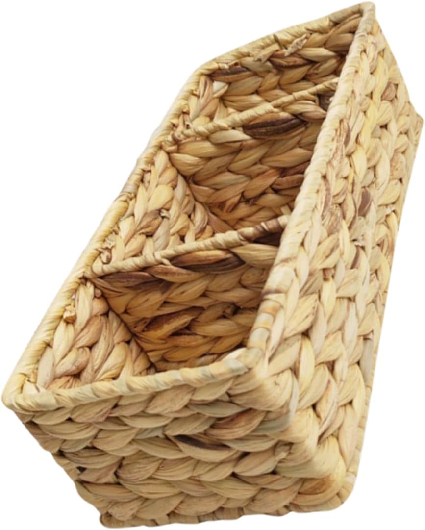 Woven Storage Basket Sections for Organizing Kitchen Utensils and Office Supplies Hand-Woven Natural Material Compact Design for Desktop and Shelf Use