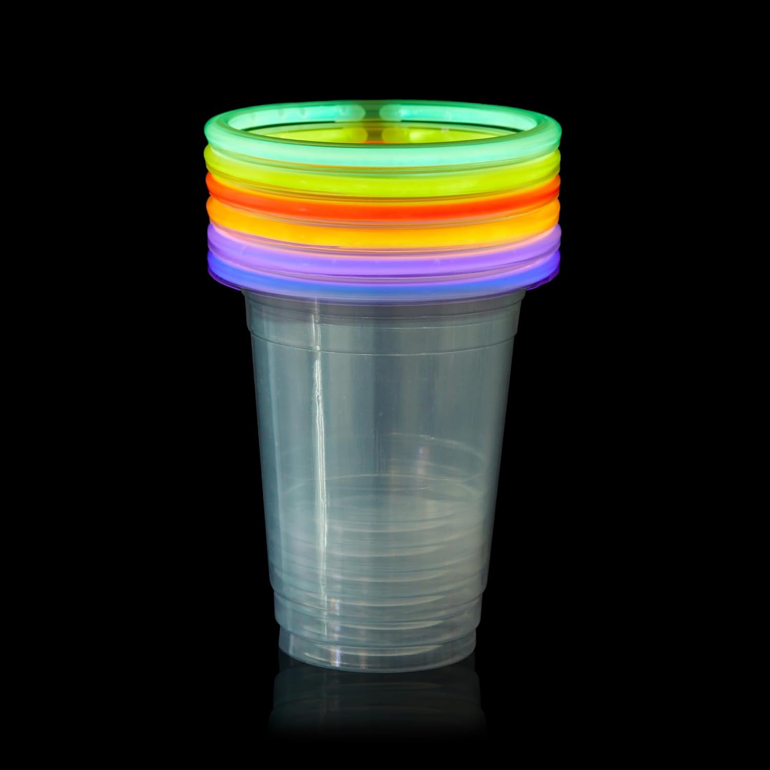 True Plastic Party Cups with Glow Stick Rim, Light Up Cups, Beer Pong Cups, Party Cups for Adults, 16oz Clear Plastic Cups, Set of 20 image 6 of 14 B0DFML7WJ7