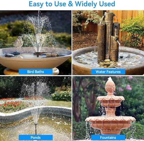 POPOSOAP Solar Fountain Pump with 3600mAh Battery Backup, 8W Solar Powered Bird Bath Fountain with Dry-run Protection & Double-layer Nozzles 5Ft Tubing for Pond, BirdBath, Backyard Water Feature P108D — view 8