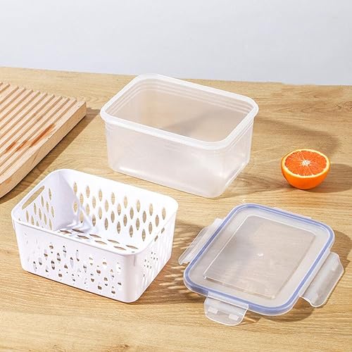 Miniatura 7 de Kichvoe Contenedores de almacenamiento de frutas para refrigerador, 3 recipientes de almacenamiento de frutas para refrigerador grandes con tapa
