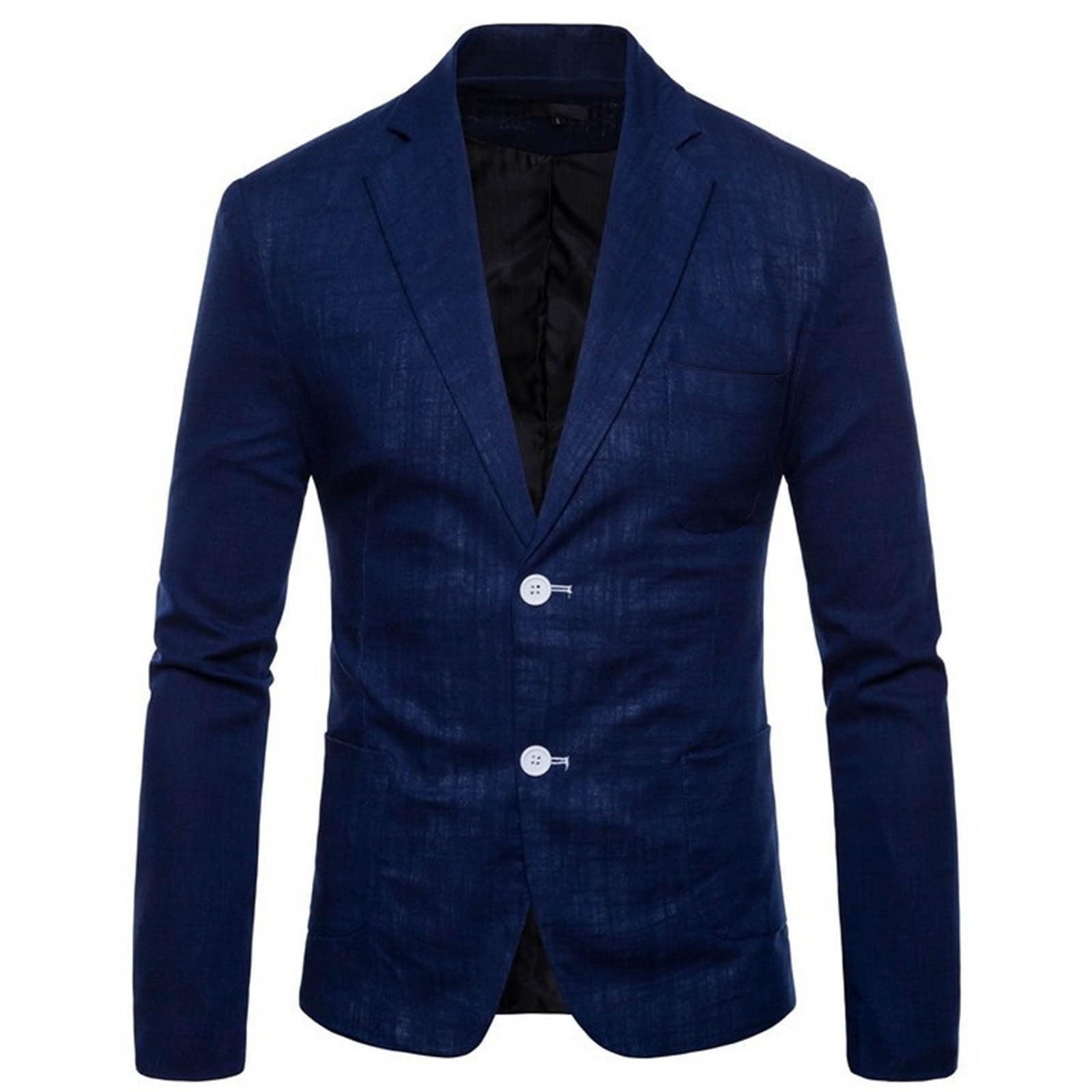 Blazer Men's Slim Fit Blazer Jacket Large Sizes Simple Jacket with Two Buttons and V-Neck Suit Jacket Classic Plain Suit Business English Style Jackets Wedding Business Jacket