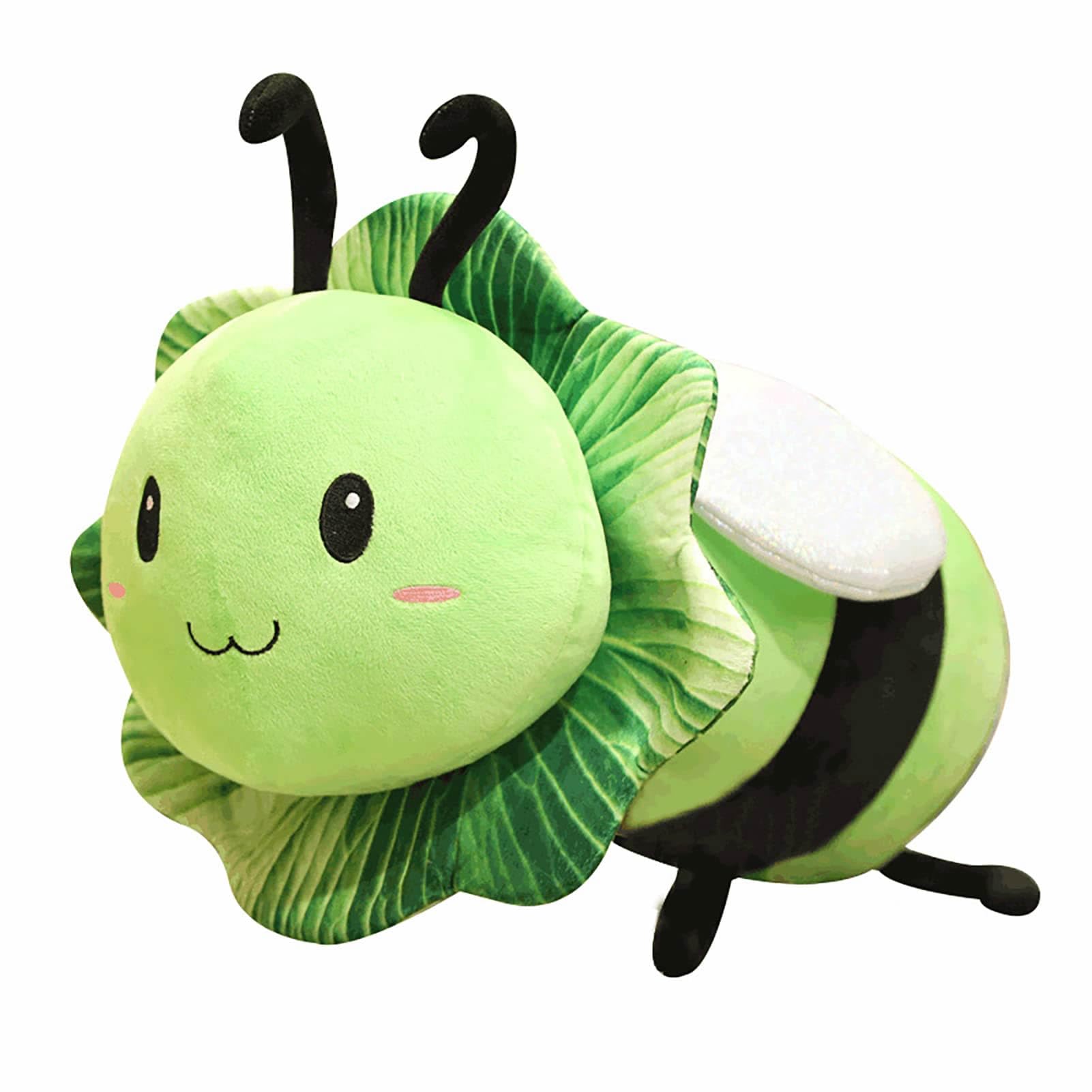 Lhcn021 15.7" Cute Green Bee Plush Pillow, bee Plush Animal Doll Plush Pillow Gift for Kids Birthday Party,Christmas,Valentine, Snuggle Up with Sustainable Style, Green Bee Stuffed Animals