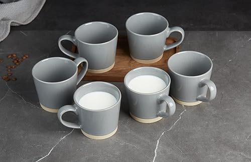 Miniatura 2 de famiware Tazas de café para 6, juego de tazas de 12 onzas, taza para beber con asa para café, té, cacao, leche, Saturn serise, gris oscuro
