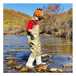 Waders Outdoor Steltlopers Voor Kinderen, Kleuterschool Kust Camping Vissen Kleding, PVC + Gebreide Stof, Beige (Color : Beige, Size : Height 120-140cm/1 piece)