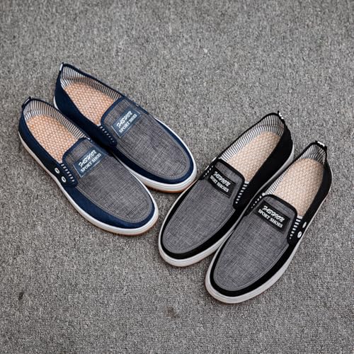 Men's Slip-Resistant Breathable Canvas Loafers - Lightweight Slip-On Casual Boat Shoes Fishing Walking Driving All-Season Low-Cut Wear-Resistant Footwear4