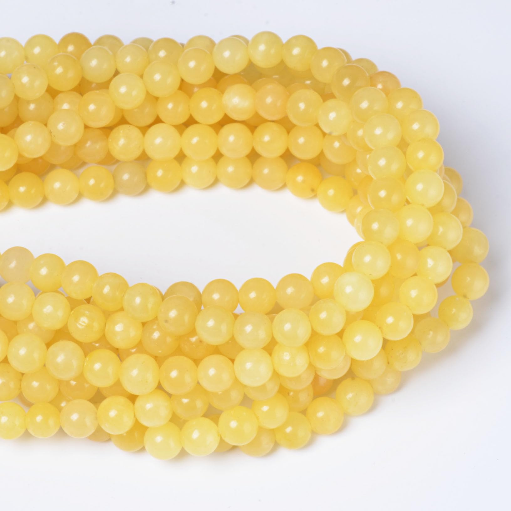 8mm Round Yellow Jade Natural Stone Beads for Jewellery Making Gemstone Beads for Crafting (45-50Pcs) - Image 2