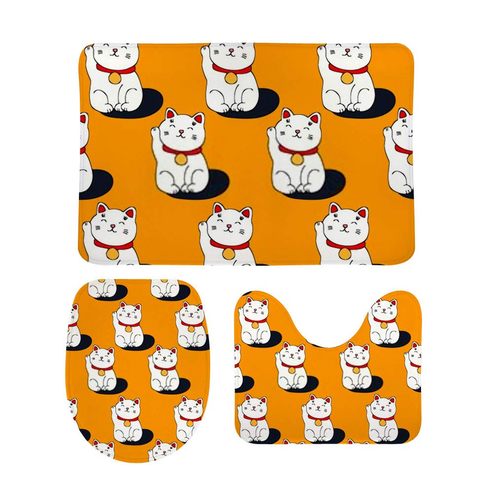 Tapis de bain Maneki Neko absorbant lavable pour en finir avec les glissades lot de 3
