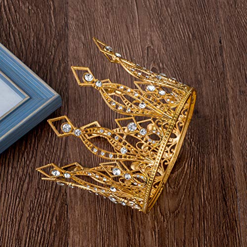 Janou Crown Tiara Cake Topper Crystal Children Hair Ornaments For Wedding Birthday Baby Shower Party Cake Decoration (Gold) #TOP2