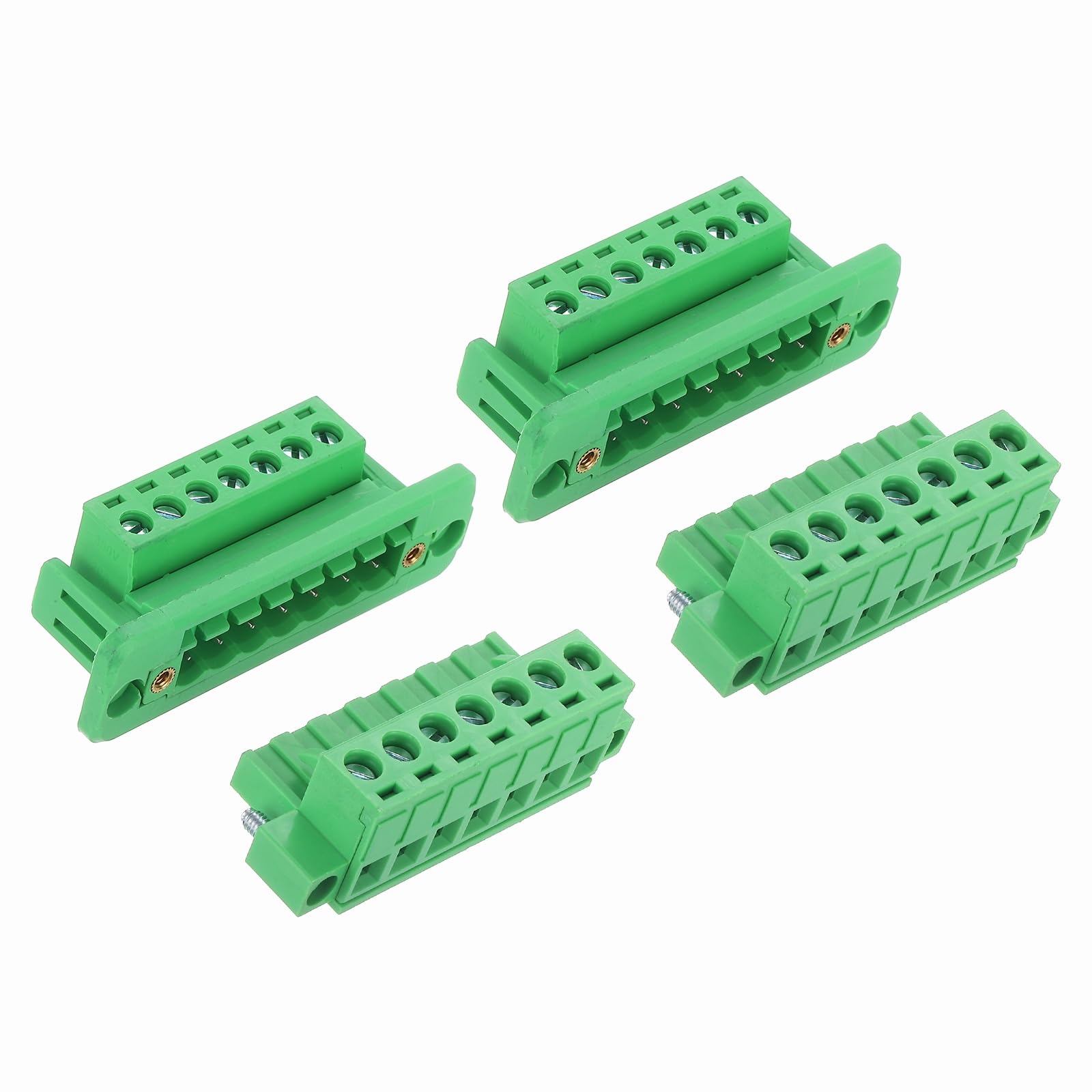 sourcing map 2Set 7-Pin 5.08mm Pitch Pluggable Screw Terminal Block Connectors, PA66 300V 10A Through-Wall PCB Terminal with Panel Solderless Wiring Connectors 26-10AWG for Electronic