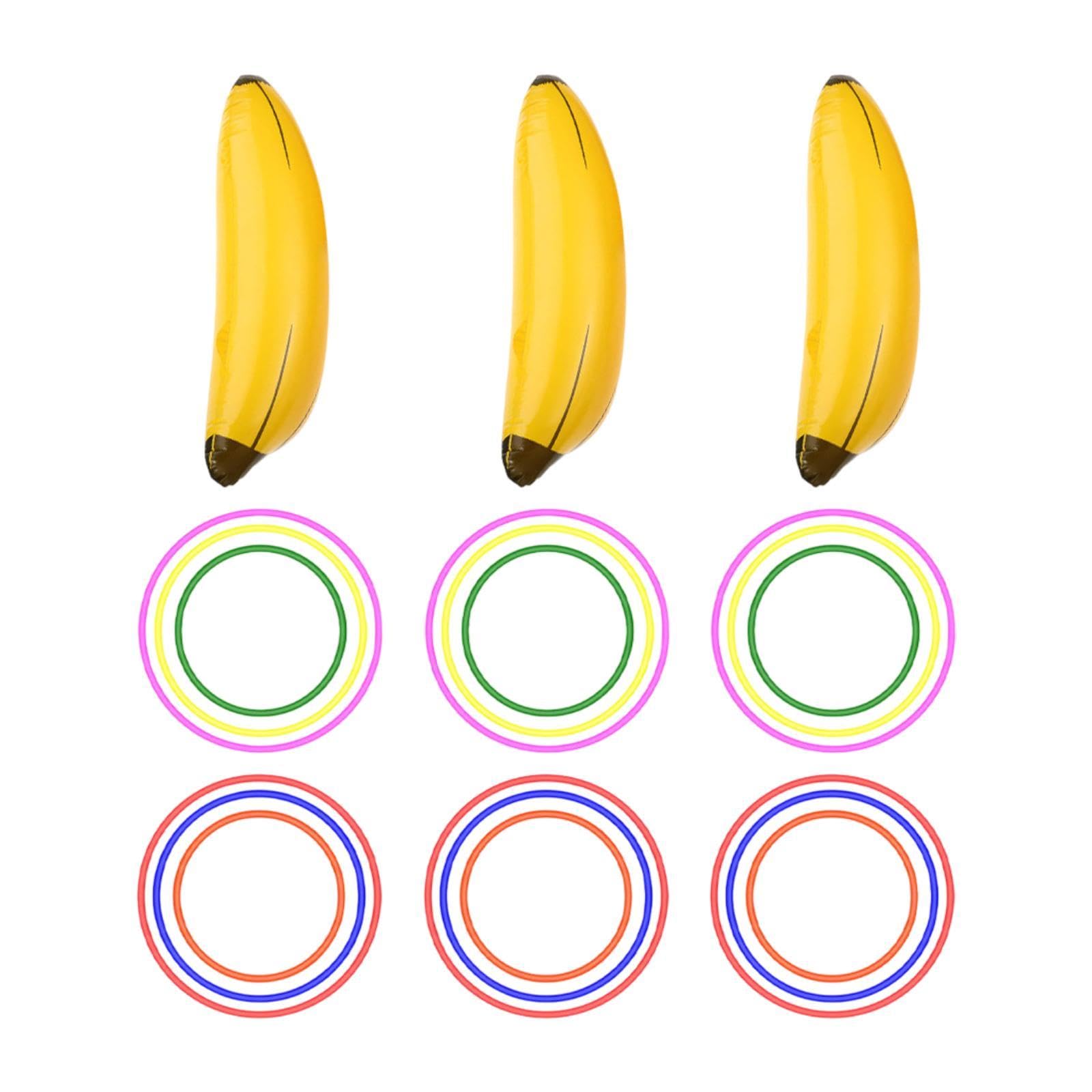 3 Pièces Jeu de Lancer D'Anneaux Banane Gonflable Ensemble de Jeux Piscine Accessoires Jardin Compact Multifonction Adapté pour Fête de Célibataire Pl, 3 Bananes Gonflables