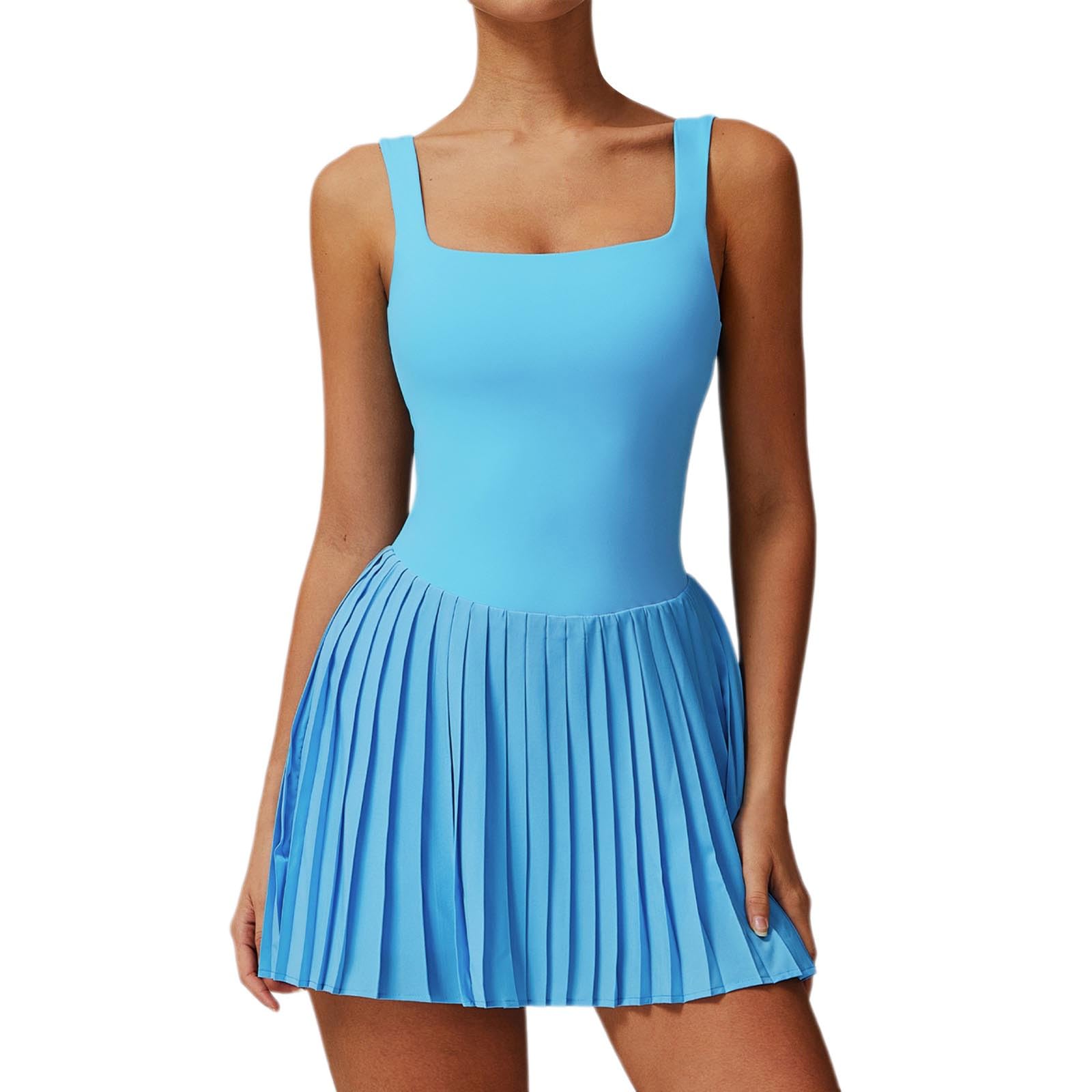 Generisch 2026 Vestido de mujer casual sin mangas con soporte de sujetador integrado Bolsillos laterales para actividades deportivas Temporada cálida