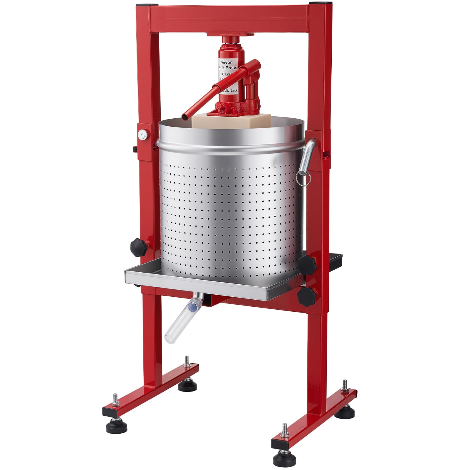 VEVOR Manuelle Beerenpresse 30 L aus Edelstahl, Weinpresse und Obstpresse für Äpfel, Weintrauben, Orangen und Gemüse, Apfelpresse mit 2 Filterbeuteln, 40 x 32 x 61 cm Hydraulische Saftpresse