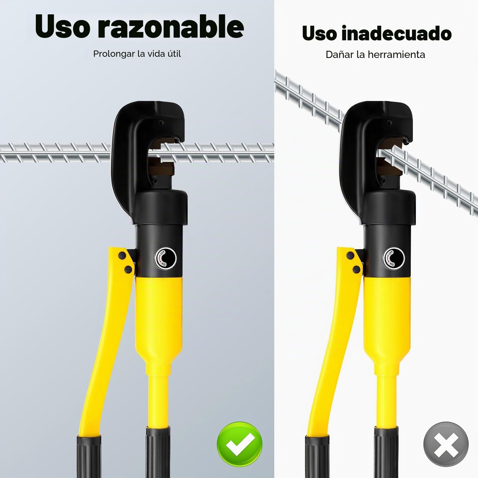 Cortacero Hidráulico Manual, 22 mm, Cizalla para Varillas de Acero, con Maletín, para Construcción y Metalurgia