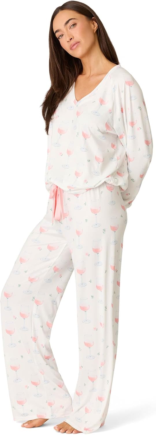 PJ Salvage Women's [Amazon Exclusive] Cloud Jersey Open-bottom Pajama 2-piece Pj Set