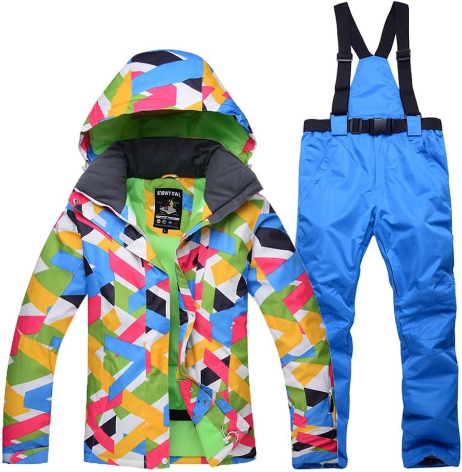 Winter Snow Jacket Female Ski Suit and Windproof Waterproof Colorful Clothes Snowboard Set + Bib Warm Pants (Color : G, Size : XL) (F X)