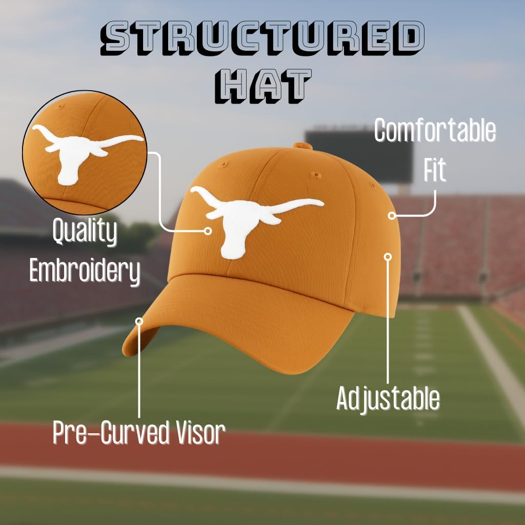 Officially Licensed Texas University Orange MVP Hat Classic Team Logo Adjustable Structured Embroidered Solid Cap - Image 4