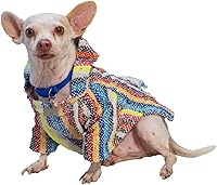 Vista 7 de Poncho mexicano con capucha para perro, manta de poncho para perros, disfraz de cachorro, pijama de chihuahua, ropa de perro pequeño, mediano a Azul