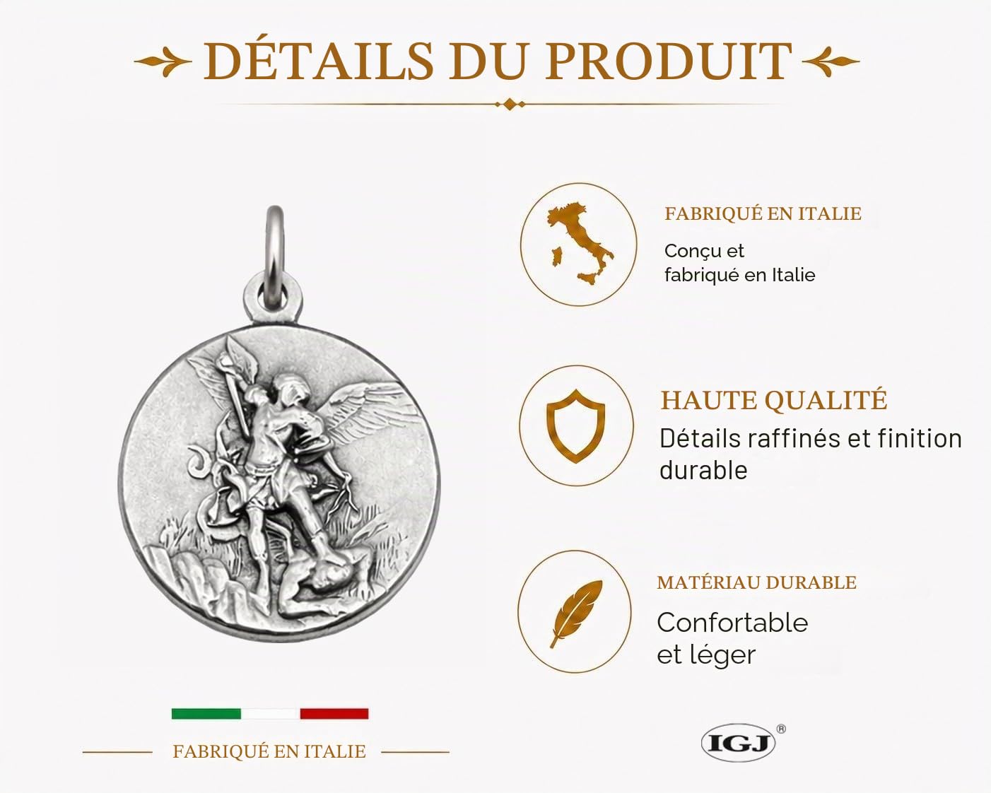 I G J LOT DE 3 (TROIS) - MÉDAILLES DE SAINT MICHEL ARCHANGE - MÉDAILLES DES SAINTS PATRONS -100% MADE IN ITALY