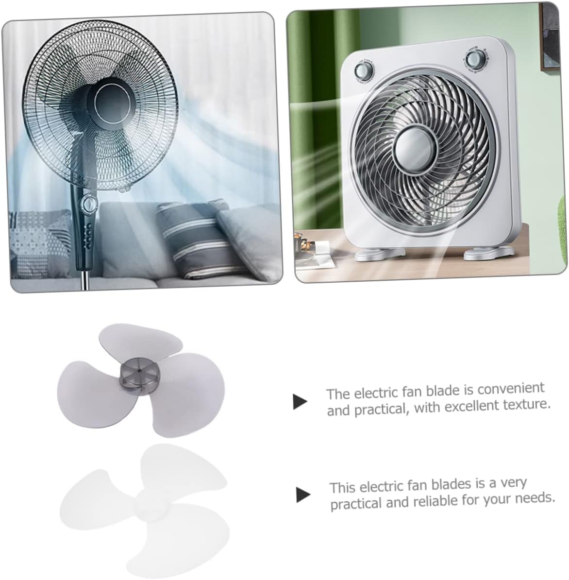 Alipis 2pcs Electric Fan Blades Replacement for Standing Wall Floor Fans Leaf Plastic Blades with High Temperature Resistance and Low Noise Gray and White