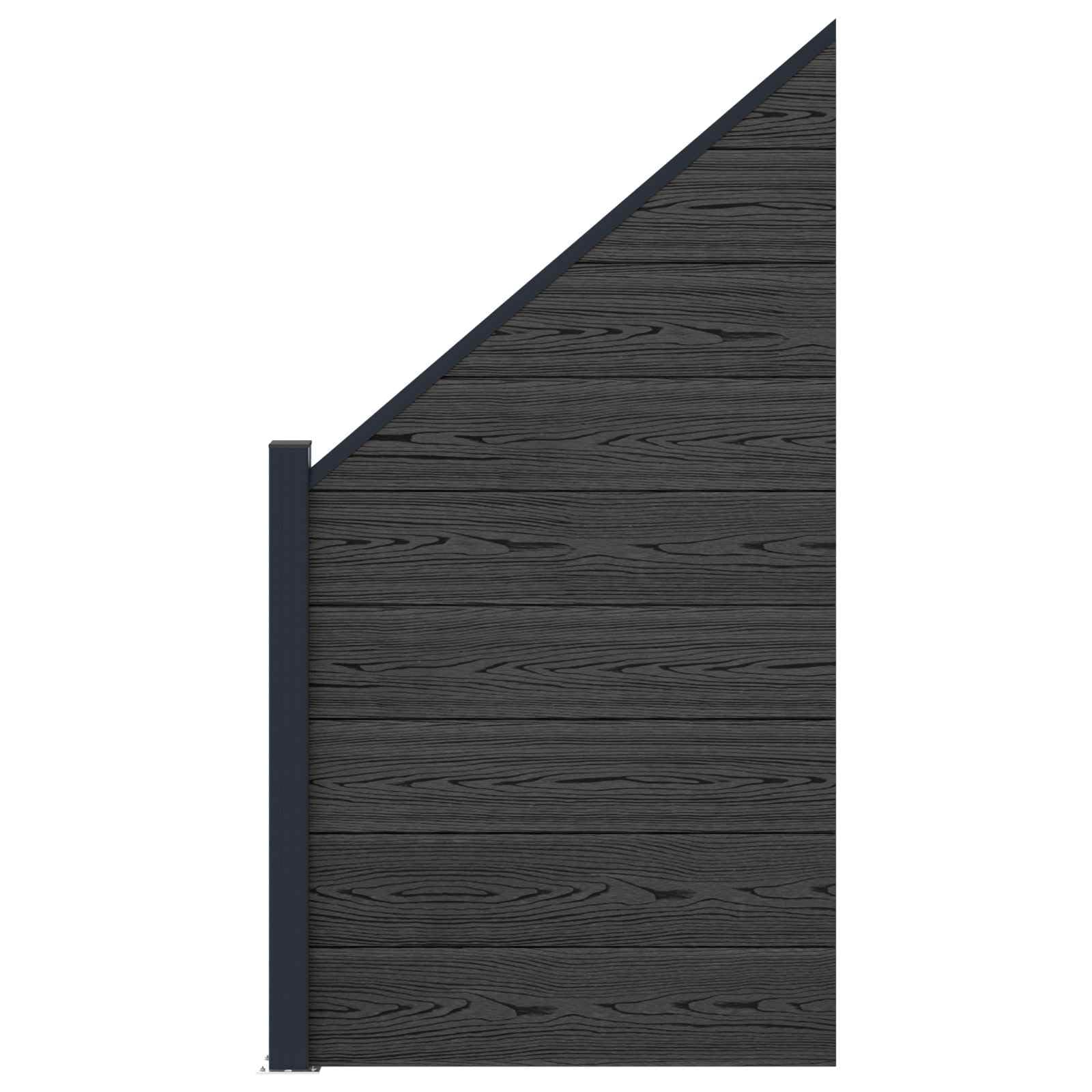 Zaunset 95 x 180 cm WPC und Aluminium Schwarz wetterfester Sichtschutz Gartenzaun mit modularer Begrenzung, langlebigem Verbundmaterial, einfacher Montage