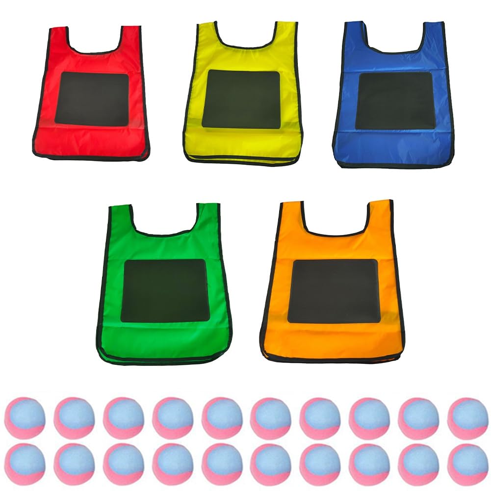 Set di Giochi Eludeball -5 Pezzi Gilet per Bambini con Etichetta Eludeball con 20 Palline Sportive Elude per Giochi da Giochi Interni Ed Esterni S