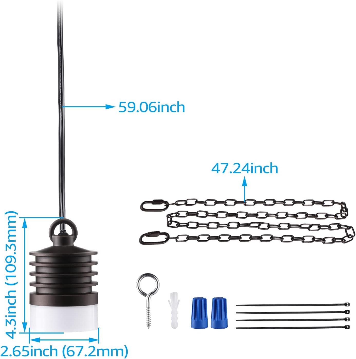 LEONLITE Low Voltage Pendant Lights, 12V Hanging Tree Lights, UL Listed, LED Outdoor Hanging Landscape Light for Gazebo, Pergola, Garden, Aluminum, IP65, Oil Rubbed Bronze, 2700K Soft White, Pack of 4