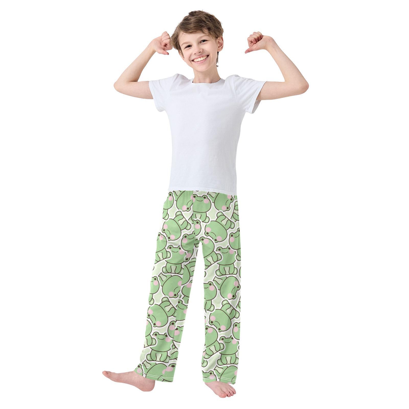 Mnsruu Pyjamahose für Jungen mit Taschen, bequeme Nachtwäsche, elastischer Bund, Pyjamahose, Kinder-Pyjamahose für 6–14 Jahre