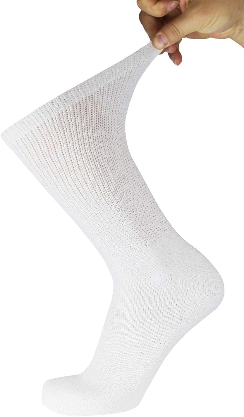 Big and Tall Diabetic Cotton Crew Socks, King Size Mens Athletic Crew Socks (13-16, Black/Gray/White) - 12 pairs