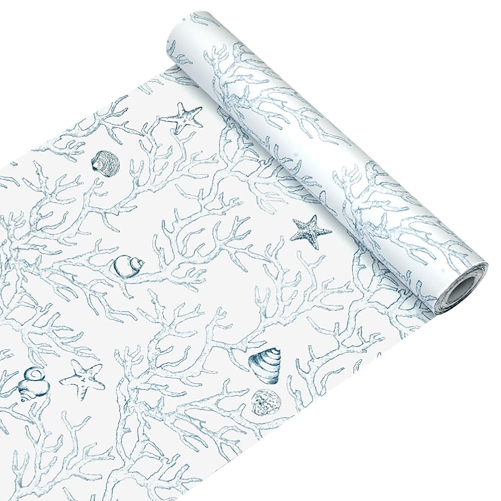 Adhesivo de caracola azul para estantes papel de contacto vinilo extraíble para cajones