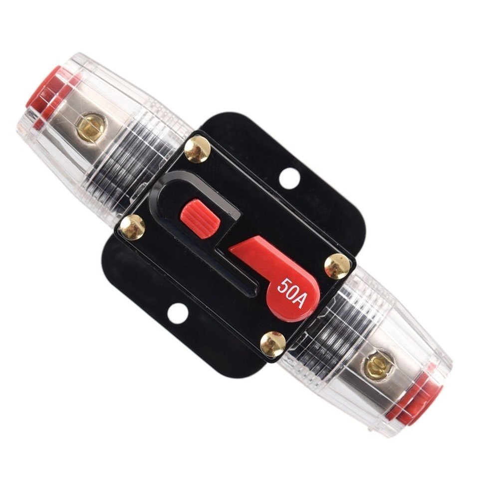 Amazon Com Rkurck 50 Amp Circuit Breaker Manual Reset Inline Fuse Inverter For Car Marine Trolling Motors Boat Atv Audio Solar Inverter System Protection 12v 24v Dc 50 Amp Automotive