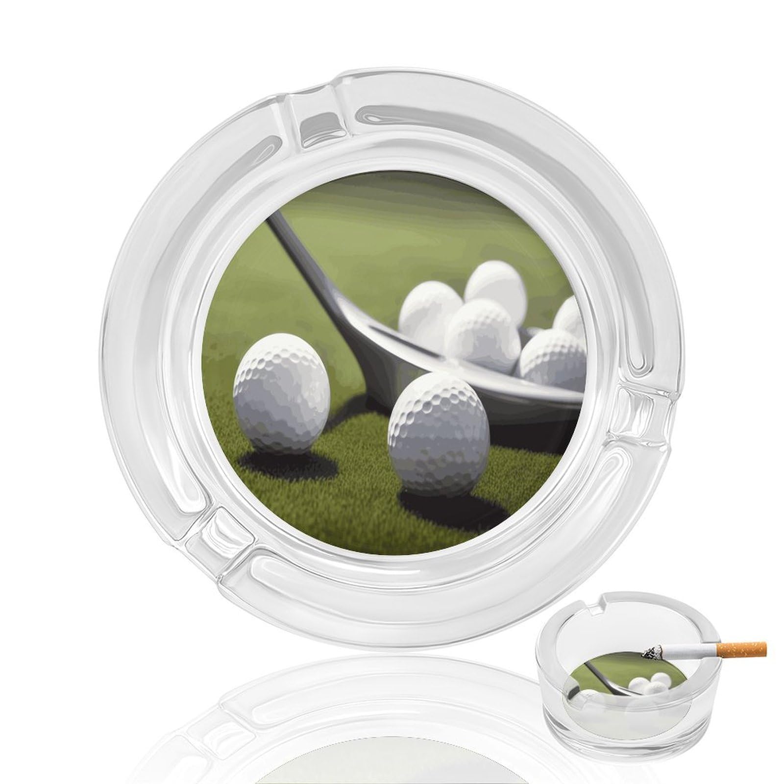 Golf Glass Ashtray for Cigarette,Cigarette Ashtray for Indoor Or Outdoor Use,Cigar ash trays case with 3 Notches-Glass Decor Gift for Men Smokers