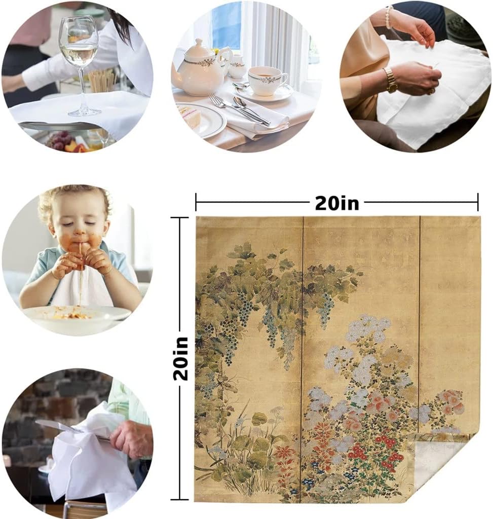 Flowers Table Napkins Cloth Set Handkerchief Wedding Party Placemat Birthday Banquet Tea