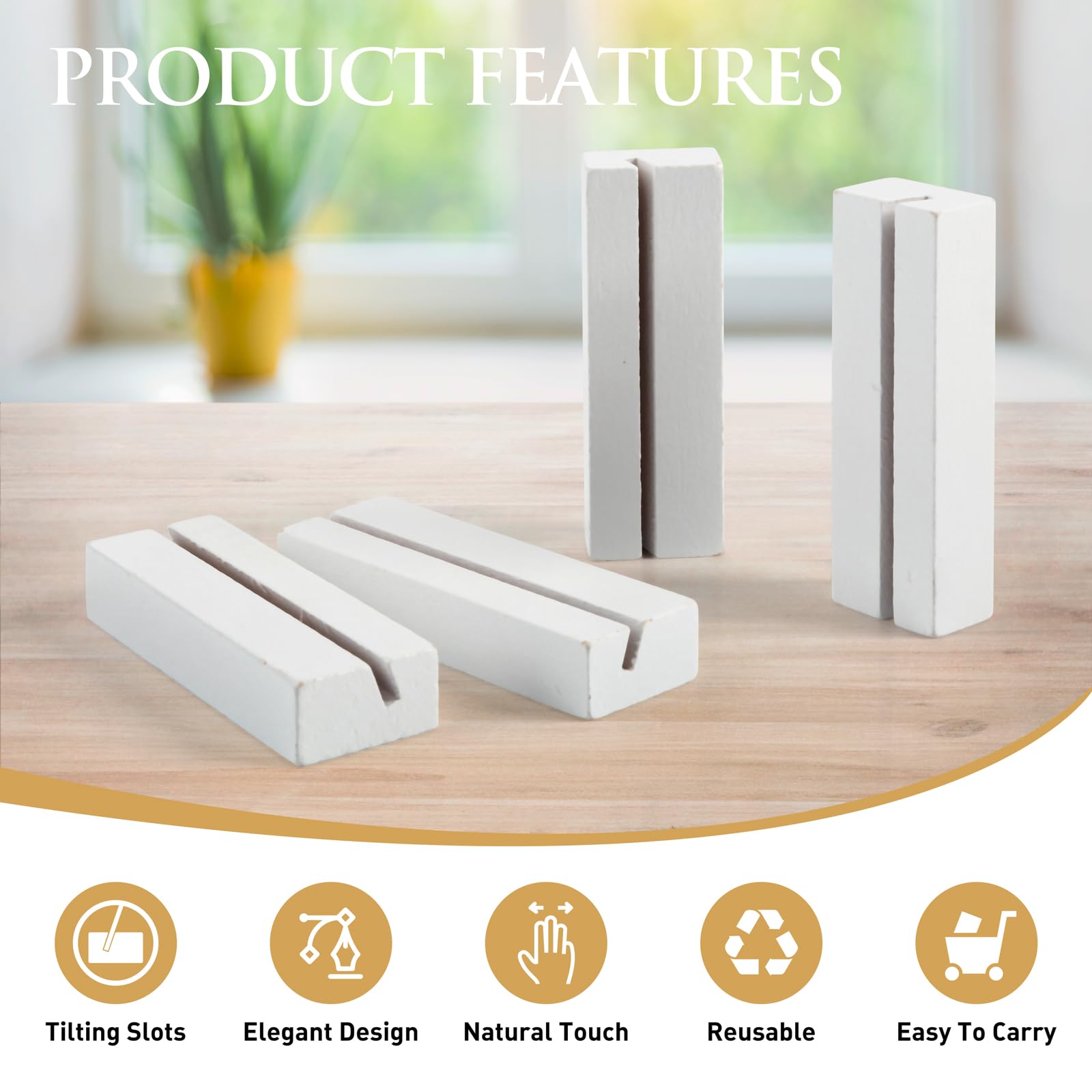 YFPOPONE 10 PCS Wooden Place Card Holders, White Menu Wooden Stand for Small Card Display Name Photo Postcard Sign Holder - Image 4