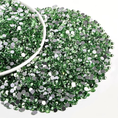 Image of Beadsland Flat Back Crystal Rhinestones Bulk, Peridot, SS20, 14400pcs | Flatback Glass Gems for Nails Crafts Clothes DIY Decoration, Glue Fix, 4.6-4.8mm,Light Green