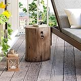 HOMPUS Outdoor Tree Stump Side Table Modern Round Walnut Faux Wood End Table for Garden, Indoor or...