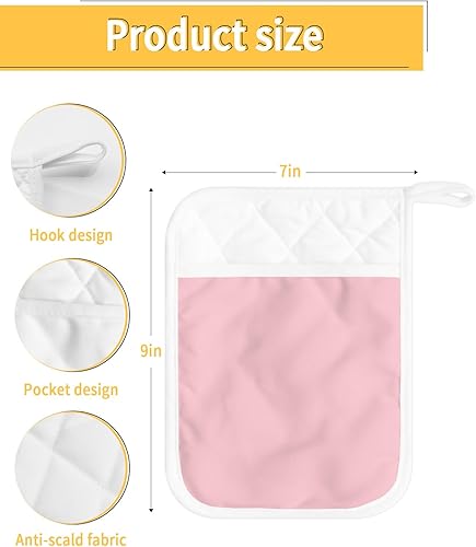 Miniatura 3 de Juego de 3 agarraderas de tela de toalla para cocina, antideslizantes y aislantes de calor, con bolsillo, guantes gruesos para horno, posavasos para