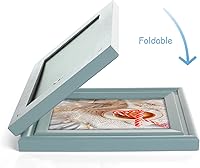 Vista 98 de Portarretratos de 5 x 7, doble bisagra horizontal de madera con marco de fotos plegable con frente de cristal real en grano de madera envejecido