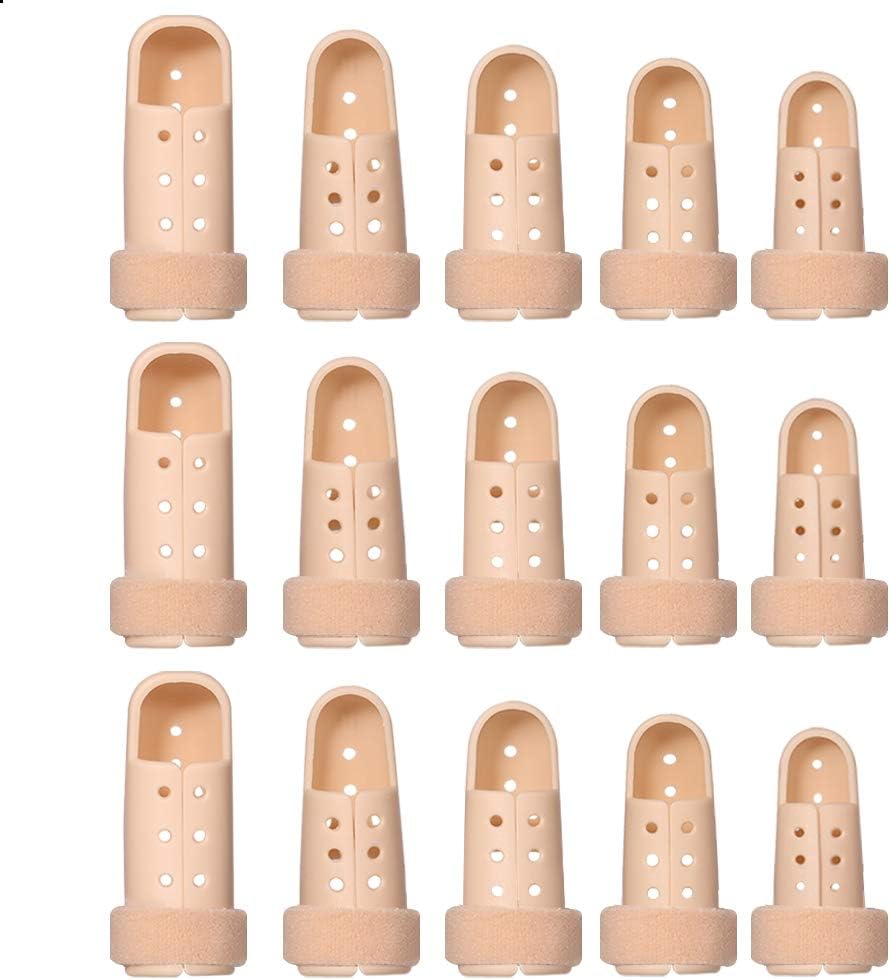 Havenport 15 Pcs Finger Splint Brace, Mallet Finger Splints Pinky, Plastic Finger Protector Support for Arthritis Basketball, Adjustable Finger Immobilizer for Broken Finger Joint Fracture Pain
