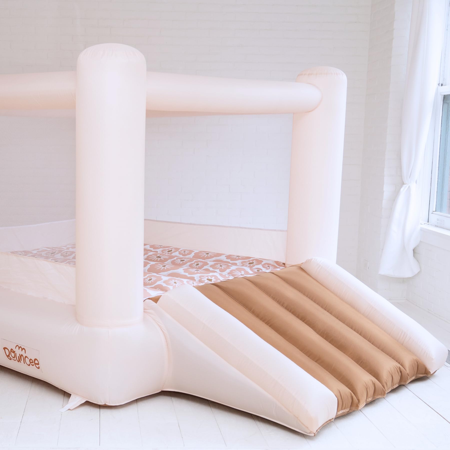 Inflatable Bounce House with Slide - 8'x8' Indoor and Outdoor Bouncy Jumper Castle for Kids, Toddlers, Children Playground with Blower, Stakes, Patch Kit and Storage Bag - Jumping Inflatables