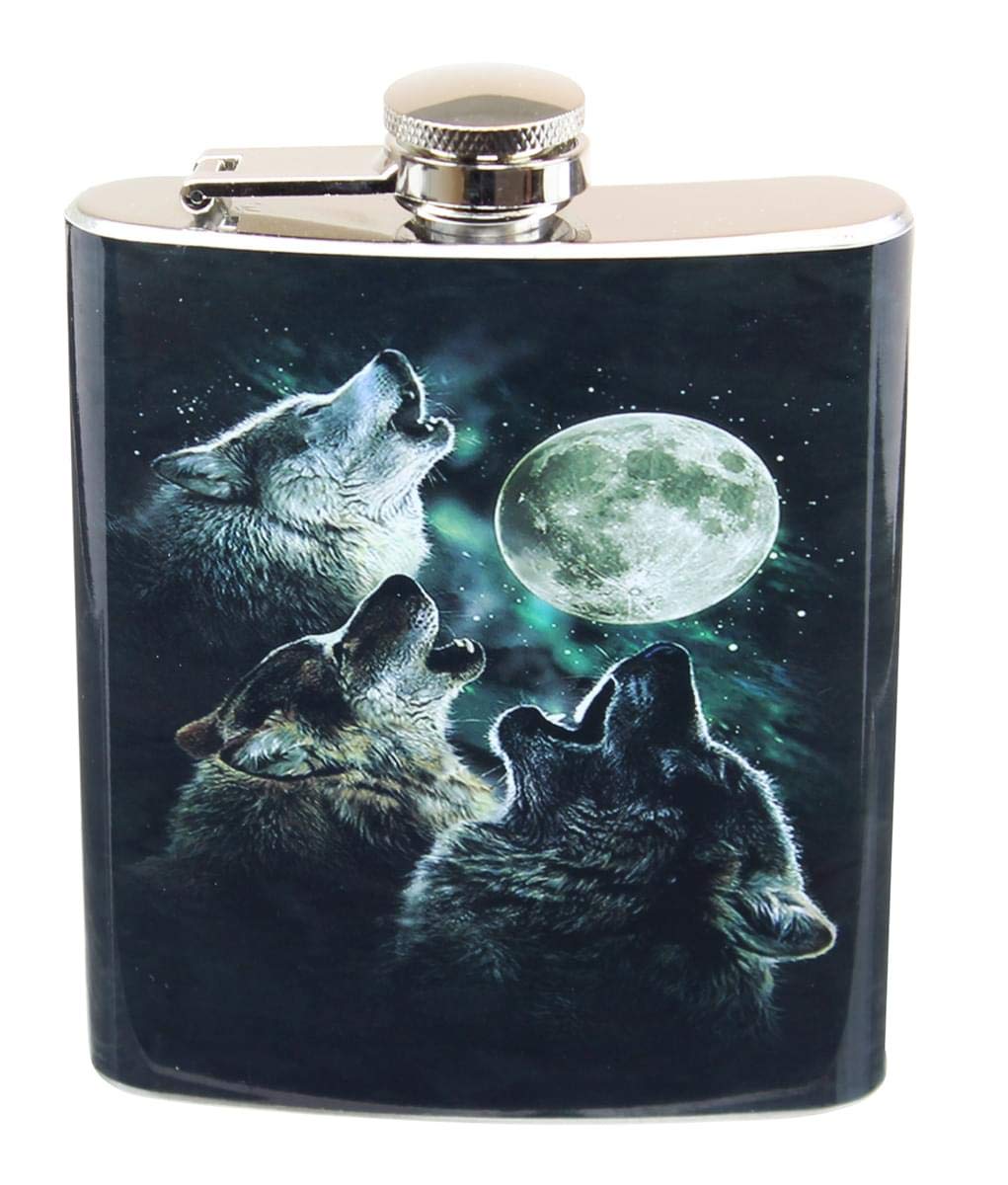 Flasque Three Wolf Moon 7oz anti fuite pour transporter votre boisson partout sans encombre