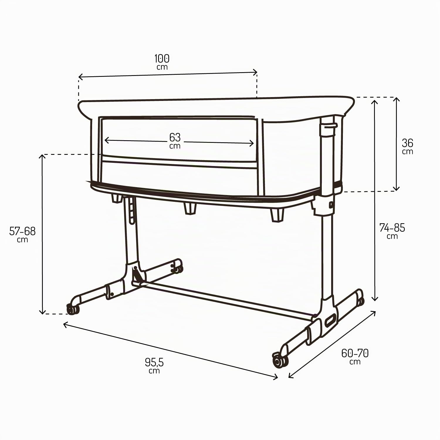 Momi Lit d'enfant Multifonction Smart Bed 4 en 1, lit d'appoint et Parc, jusqu'à 15 kg, réglage hauteur 5 niveaux, avec matelas