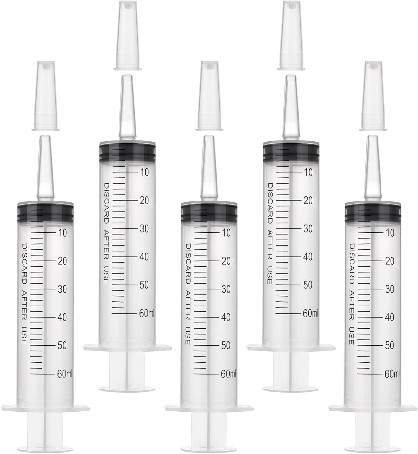 Pack of 5 Syringes 60 ml Dosing Syringe Plastic Syringe