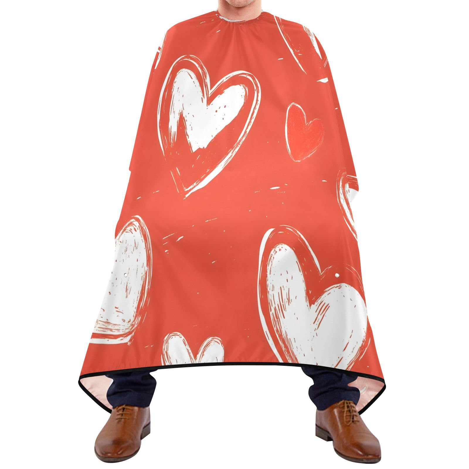 BOESI Scribble Love Pattern Barber Shawl, Waterproof Haircut Shawl, Haircut Salon Apron, Shaving Bib, 55 x 65 inches