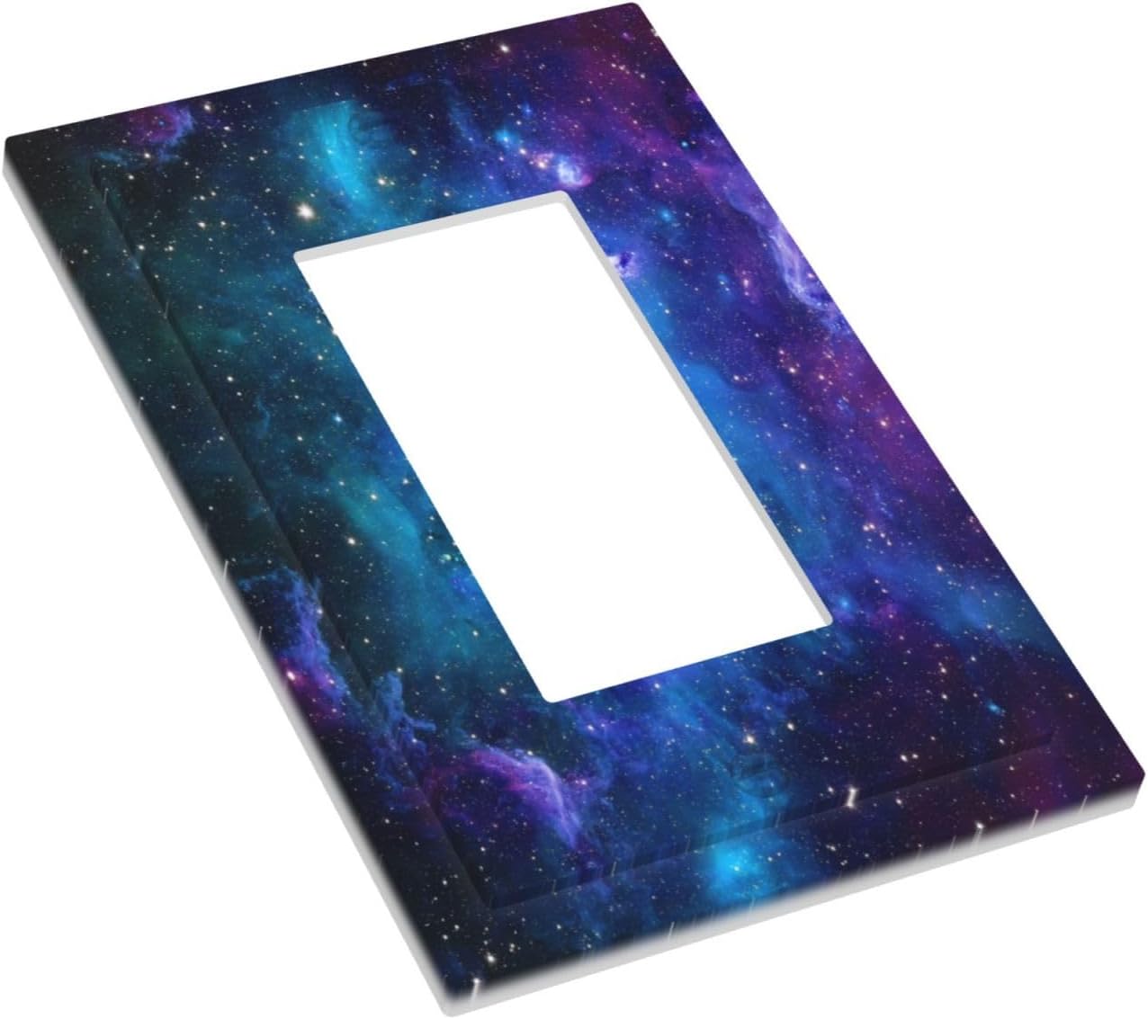 Galaxy Decorative Electrical 1 Gang Single Rocker Space Blue Night Starry Sky Stars Universe Wall Plate Light Switch Cover Faceplate Wallplate For Kitchen Home Office Room image 3